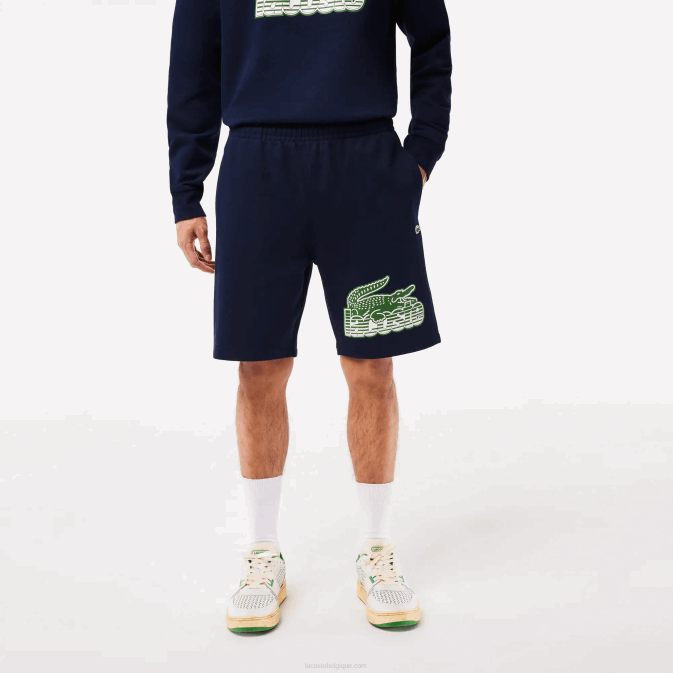 bleu marine 166 V6HV430 Hommes Lacoste short en molleton de coton non gratté