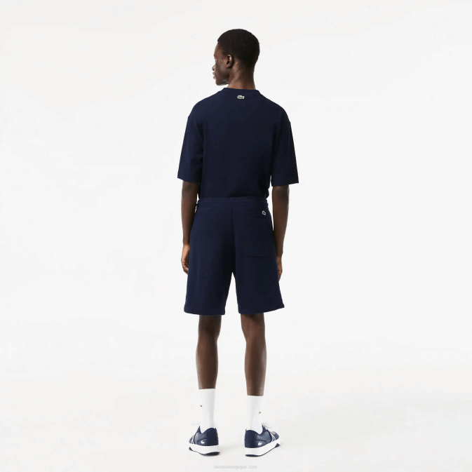 bleu marine 166 V6HV487 Hommes Lacoste short en molleton de coton bio non gratté