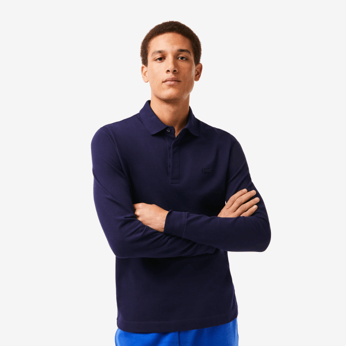 bleu marine 166 V6HV665 Hommes Lacoste polo en piqué de coton stretch à manches longues smart paris