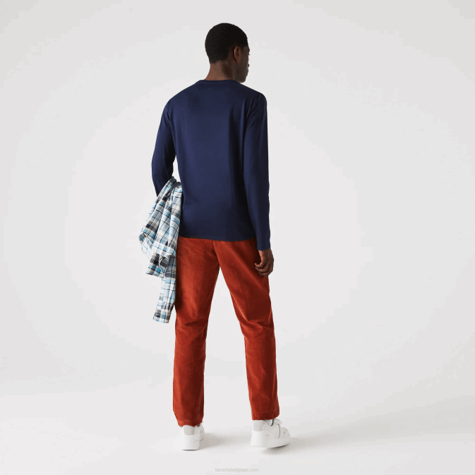 bleu marine 166 V6HV674 Hommes Lacoste t-shirt col v léger en jersey de coton pima