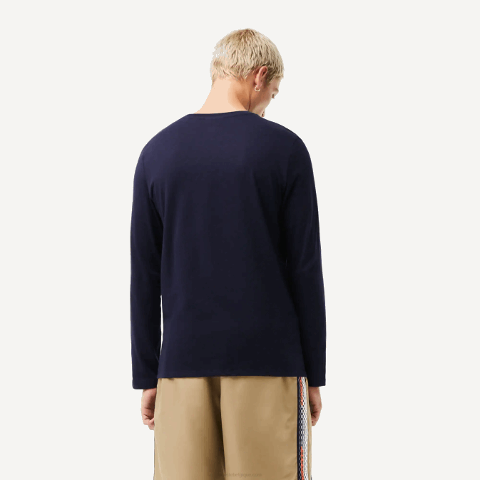 bleu marine 166 V6HV688 Hommes Lacoste t-shirt en jersey de coton pima à col rond