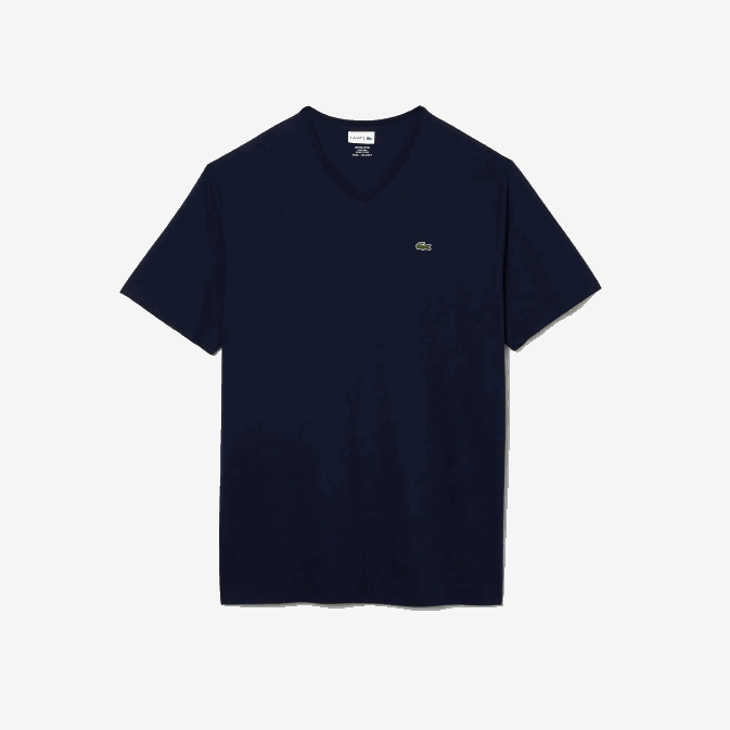 bleu marine 166 V6HV732 Hommes Lacoste polo regular fit en coton côtelé à col en V (grande taille)
