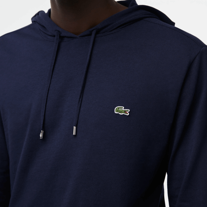 bleu marine 166 V6HV737 Hommes Lacoste sweat à capuche en jersey de coton