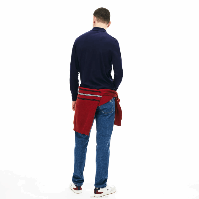 bleu marine 166 V6HV860 Hommes Lacoste polo à manches longues en coton pima coupe classique