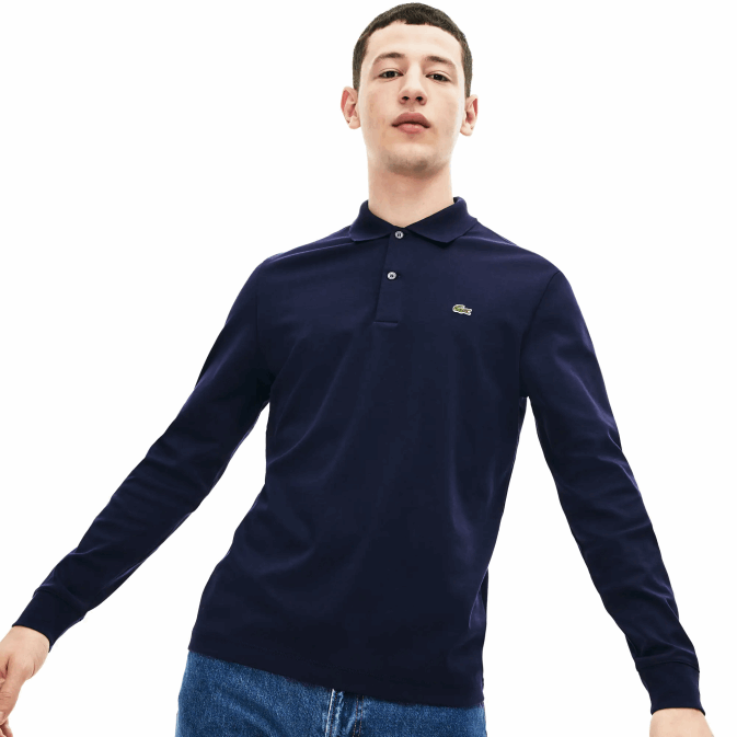 bleu marine 166 V6HV860 Hommes Lacoste polo à manches longues en coton pima coupe classique