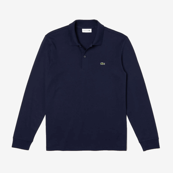 bleu marine 166 V6HV860 Hommes Lacoste polo à manches longues en coton pima coupe classique