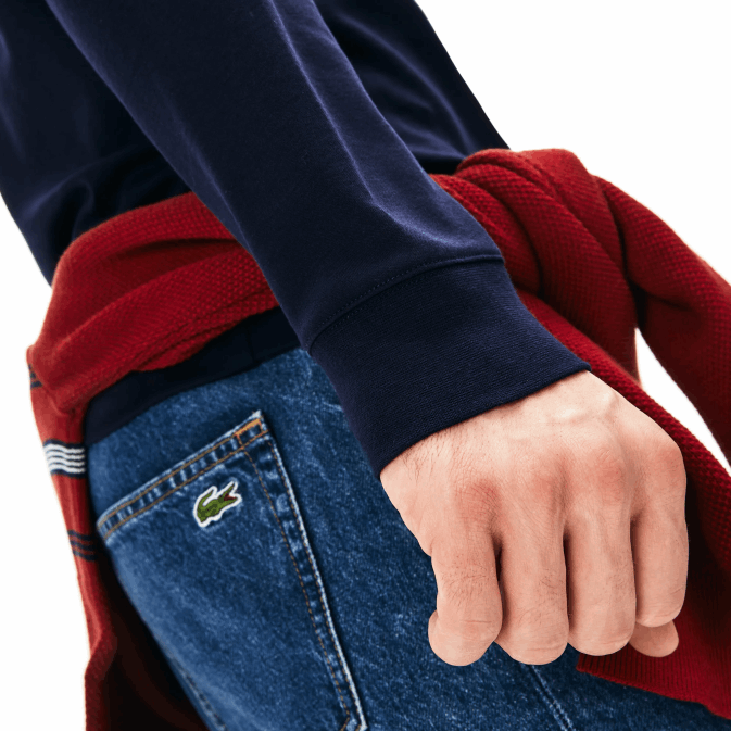 bleu marine 166 V6HV860 Hommes Lacoste polo à manches longues en coton pima coupe classique
