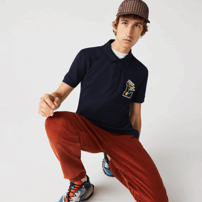 bleu marine 166 V6HV896 Hommes Lacoste polo regular fit en piqué de coton à badge l