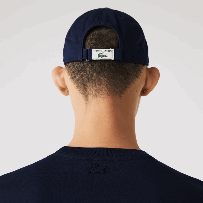 bleu marine 166 V6HV911 Hommes Lacoste t-shirt en coton à col rond et écusson crocodile Heritage