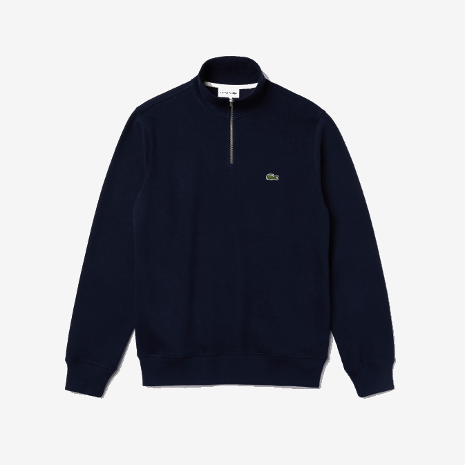 bleu marine 166 V6HV951 Hommes Lacoste sweat col montant zippé en coton