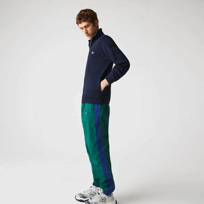 bleu marine 166 V6HV951 Hommes Lacoste sweat col montant zippé en coton