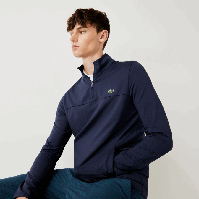 bleu marine 166 V6HV980 Hommes Lacoste sweat col zippé sport stretch