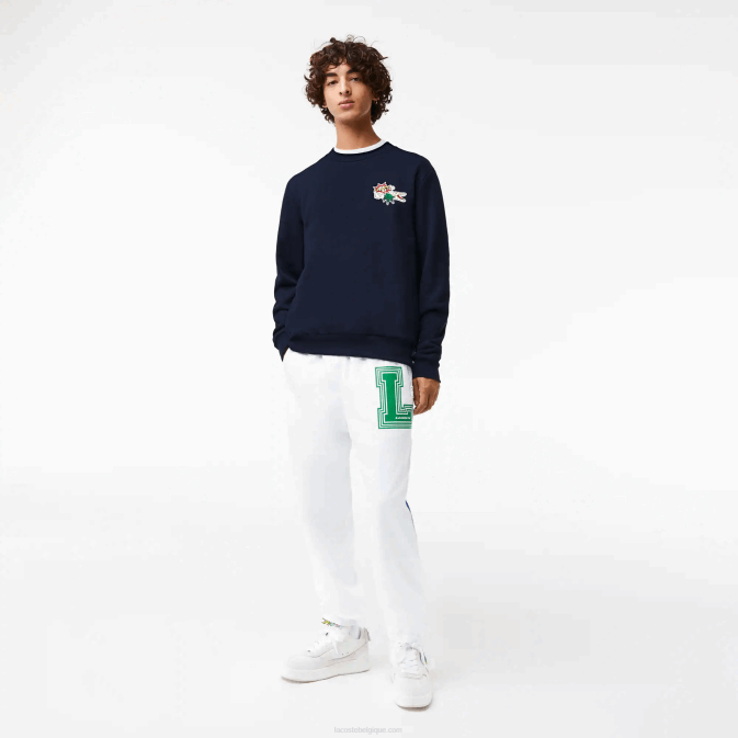 bleu marine 166 V6HV988 Hommes Lacoste sweat coton bio écusson