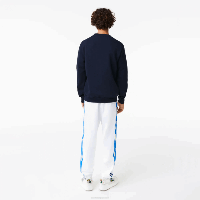 bleu marine 166 V6HV988 Hommes Lacoste sweat coton bio écusson