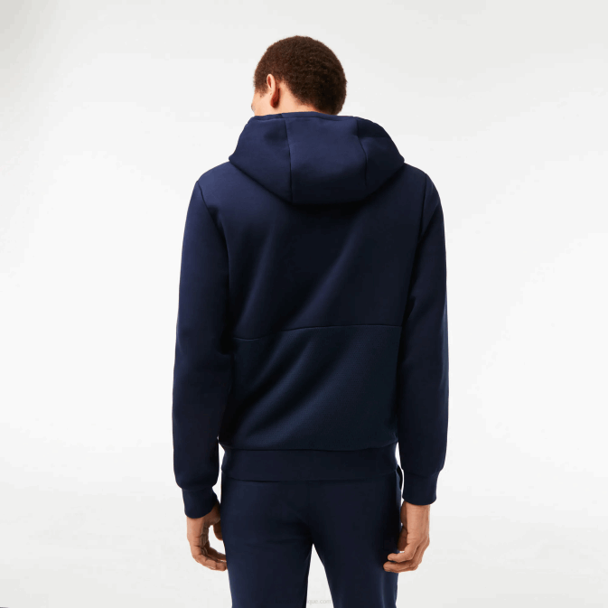 bleu marine 423 V6HV1019 Hommes Lacoste sweat à capuche à empiècements en mesh