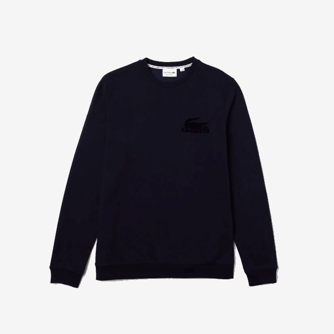 bleu marine 423 V6HV1388 Hommes Lacoste sweat-shirt d\intérieur en molleton de coton