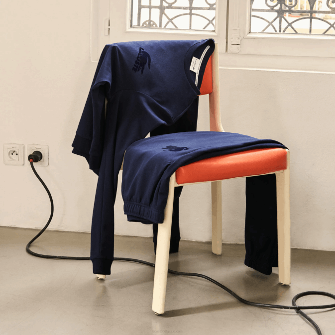 bleu marine 423 V6HV1388 Hommes Lacoste sweat-shirt d\intérieur en molleton de coton