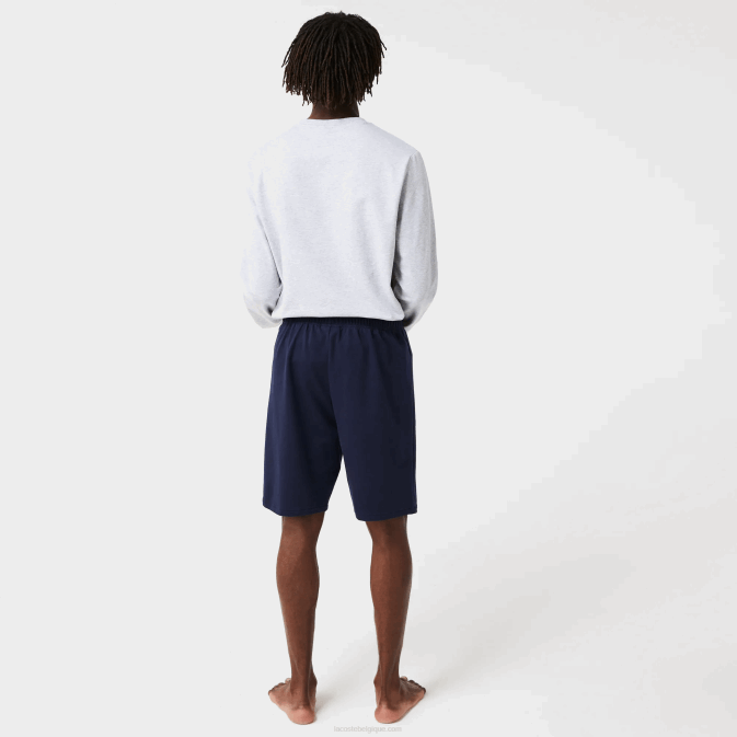 bleu marine 423 V6HV1481 Hommes Lacoste short lounge molleton de coton crocodile velours