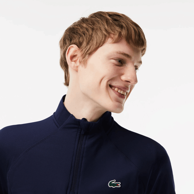 bleu marine 423 V6HV313 Hommes Lacoste sweat de golf avec col ras du cou incrusté