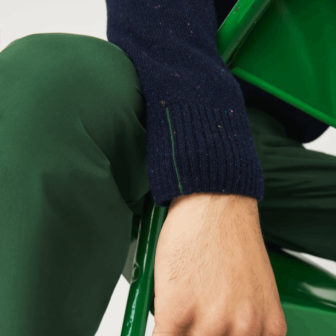 bleu marine 7cg V6HV1507 Hommes Lacoste pull regular fit en jersey de laine imprimé moucheté
