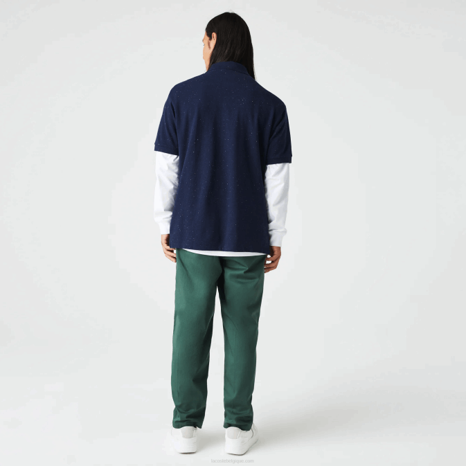 bleu marine 7cg V6HV591 Hommes Lacoste polo en piqué de coton imprimé moucheté coupe classique