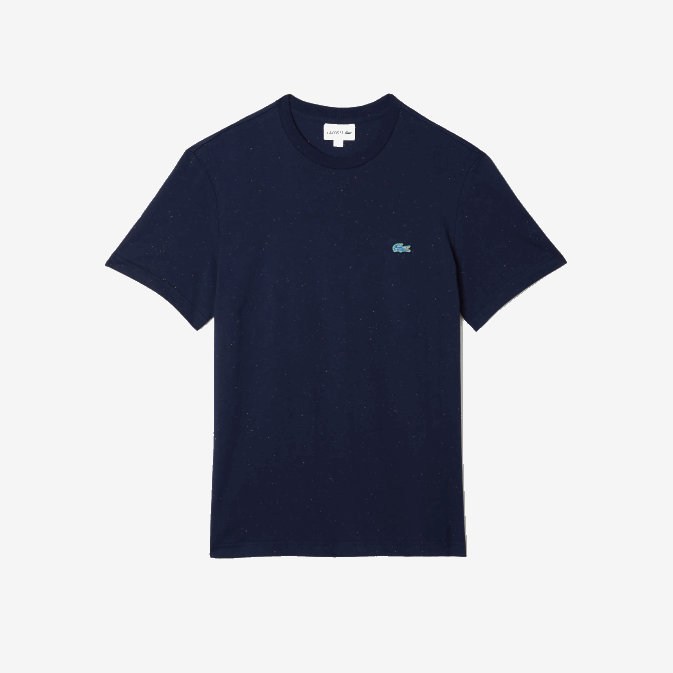 bleu marine 7cg V6HV750 Hommes Lacoste t-shirt regular fit en jersey de coton imprimé moucheté
