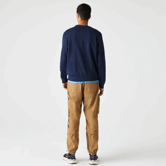 bleu marine 7cg V6HV965 Hommes Lacoste sweat coupe classique en molleton imprimé moucheté