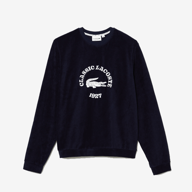 bleu marine blanc 525 V6HV1268 Hommes Lacoste sweat-shirt détente regular fit en éponge