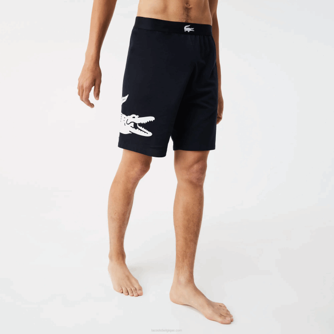 bleu marine blanc 525 V6HV1454 Hommes Lacoste short d\intérieur en coton stretch à imprimé crocodile et logo
