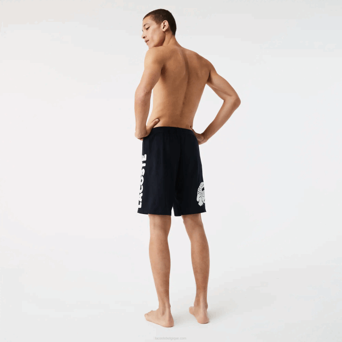 bleu marine blanc 525 V6HV1454 Hommes Lacoste short d\intérieur en coton stretch à imprimé crocodile et logo