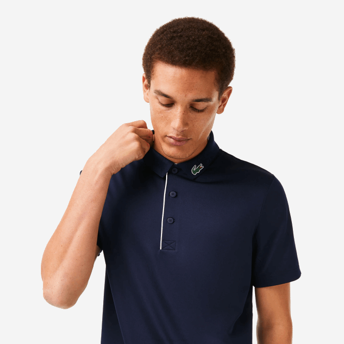 bleu marine blanc 525 V6HV596 Hommes Lacoste polo de golf en jersey de sport