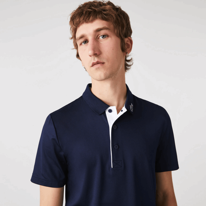 bleu marine blanc 525 V6HV596 Hommes Lacoste polo de golf en jersey de sport