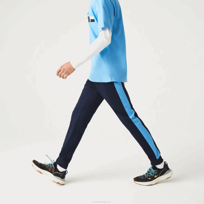 bleu marine blanc 61e V6HV993 Hommes Lacoste pantalon de survêtement de tennis résistant à la course