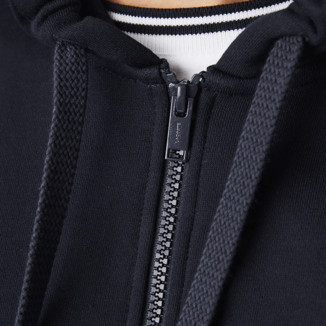 bleu marine blanc beige e8t V6HV997 Hommes Lacoste sweat zippé à capuche en molleton color block avec lettres