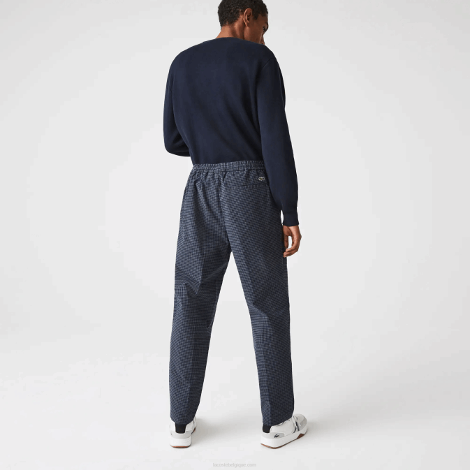 bleu marine blanc qrn V6HV1167 Hommes Lacoste pantalon de jogging en coton stretch à carreaux héritage