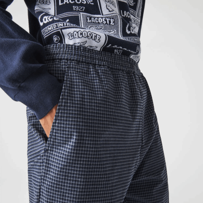 bleu marine blanc qrn V6HV1167 Hommes Lacoste pantalon de jogging en coton stretch à carreaux héritage