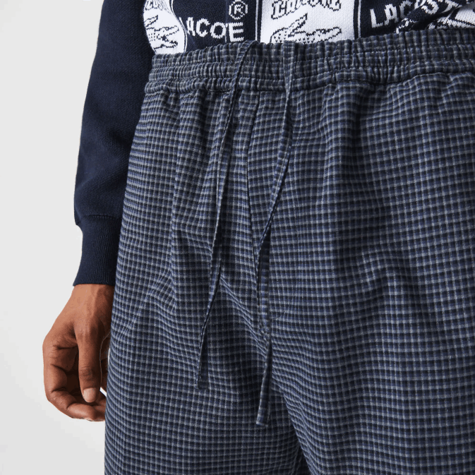 bleu marine blanc qrn V6HV1167 Hommes Lacoste pantalon de jogging en coton stretch à carreaux héritage