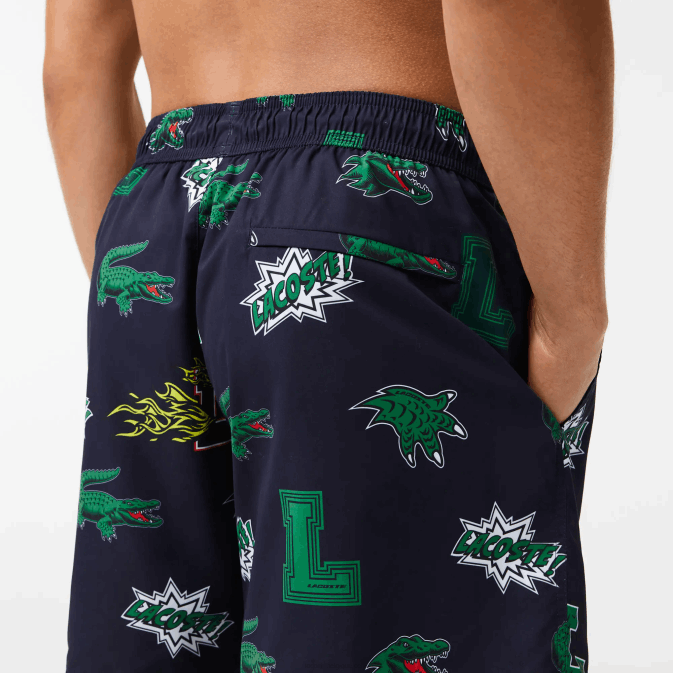 bleu marine blanc qrn V6HV1670 Hommes Lacoste maillot de bain doublé en filet