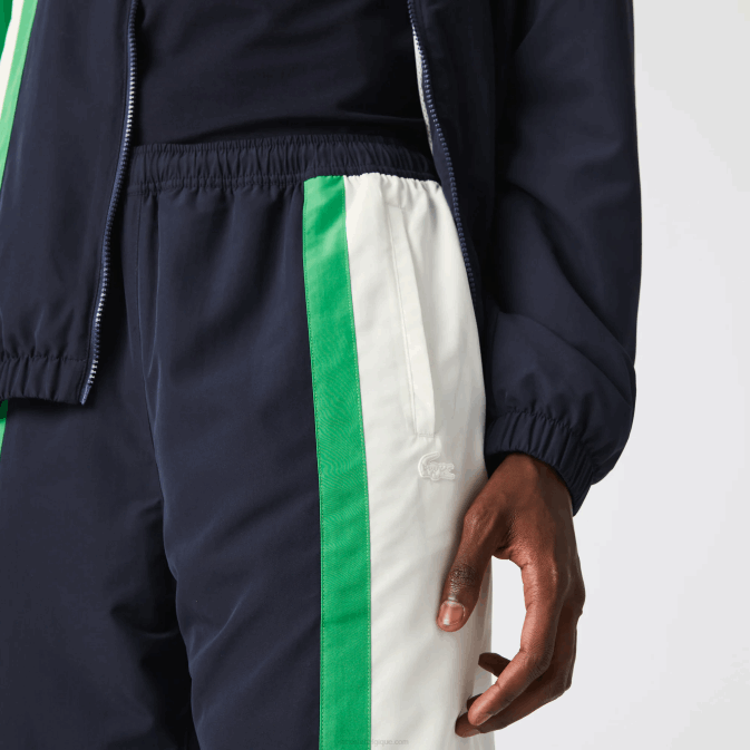 bleu marine blanc vert 19v V6HV1180 Hommes Lacoste pantalon de survêtement color-block léger et déperlant