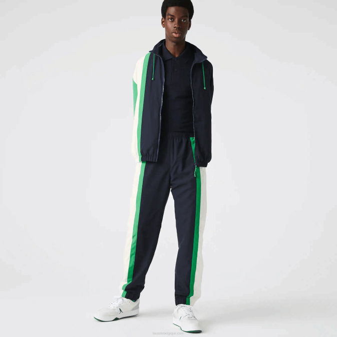 bleu marine blanc vert 19v V6HV1180 Hommes Lacoste pantalon de survêtement color-block léger et déperlant