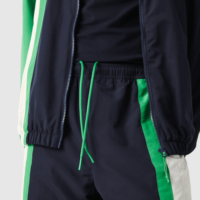 bleu marine blanc vert 19v V6HV1180 Hommes Lacoste pantalon de survêtement color-block léger et déperlant