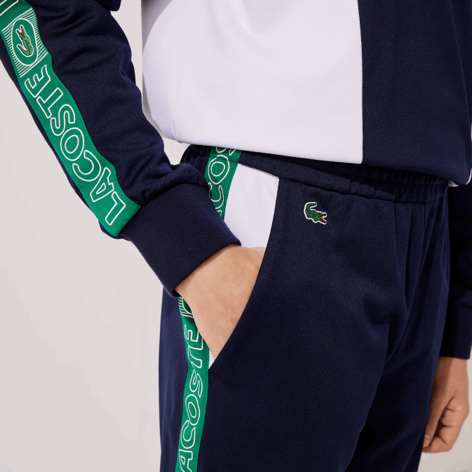 bleu marine blanc vert fx3 V6HV1121 Hommes Lacoste pantalon de survêtement à bandes de sport