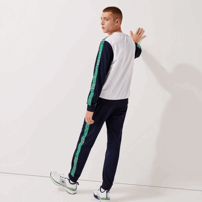 bleu marine blanc vert fx3 V6HV1121 Hommes Lacoste pantalon de survêtement à bandes de sport