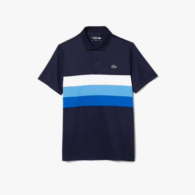 bleu marine blanc zf2 V6HV826 Hommes Lacoste polo de golf sport rayure tricolore