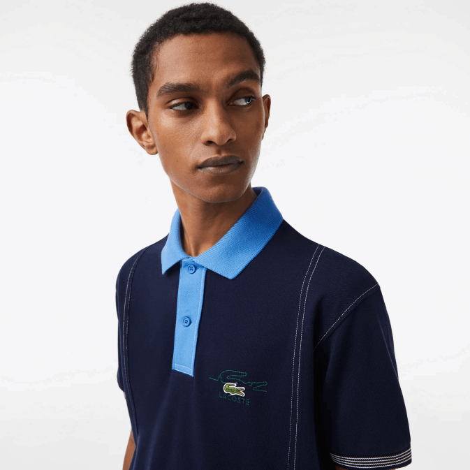 bleu marine f65 V6HV262 Hommes Lacoste polo en coton bio bicolore