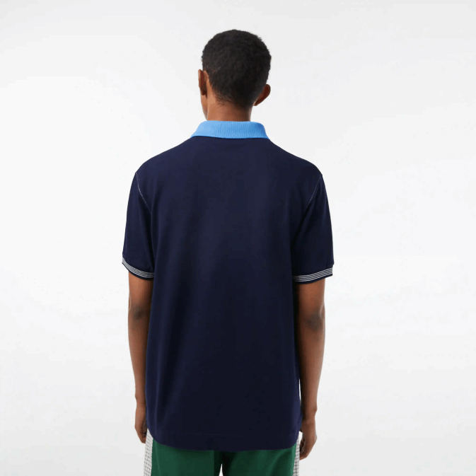 bleu marine f65 V6HV262 Hommes Lacoste polo en coton bio bicolore