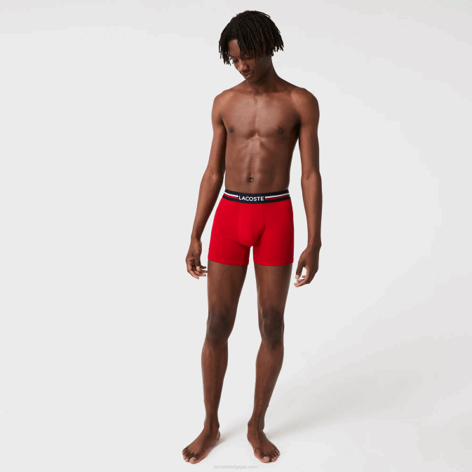 bleu marine gris rouge chine w34 V6HV1420 Hommes Lacoste Lot de 3 boxers longs en coton