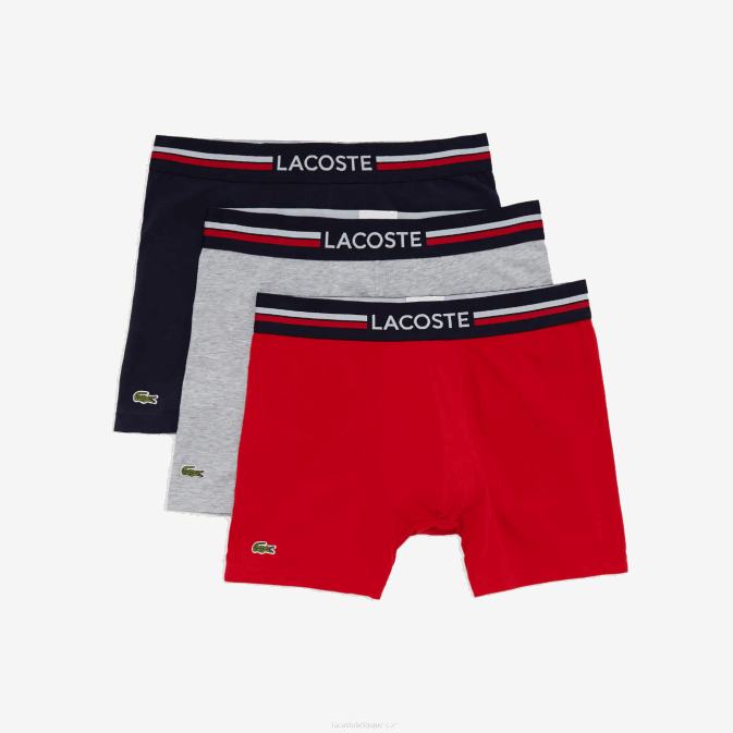 bleu marine gris rouge chine w34 V6HV1420 Hommes Lacoste Lot de 3 boxers longs en coton