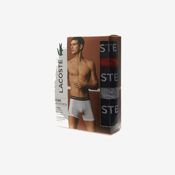 bleu marine gris rouge chine w34 V6HV1420 Hommes Lacoste Lot de 3 boxers longs en coton