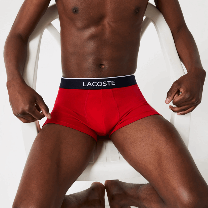 bleu marine gris rouge chine w3t V6HV1327 Hommes Lacoste lot de 3 boxers signature décontractés